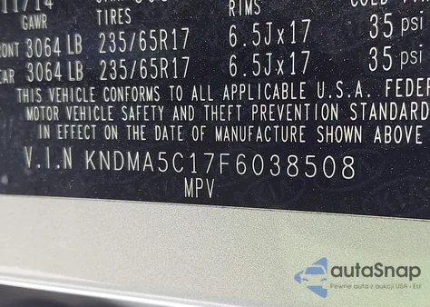 2015 Kia Sedona L из США, поврежденный, VIN KNDMA5C17F6038508